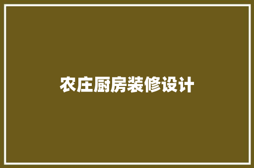 农庄厨房装修设计