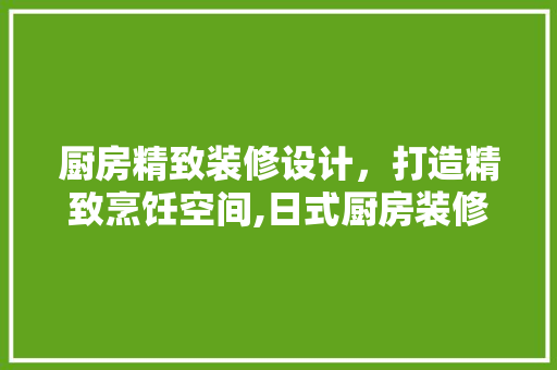 厨房精致装修设计，打造精致烹饪空间,日式厨房装修设计方法是什么