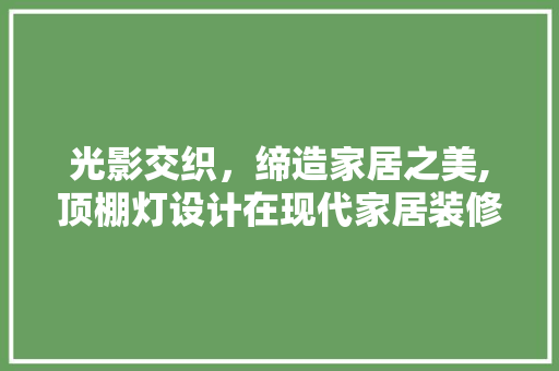 光影交织，缔造家居之美,顶棚灯设计在现代家居装修中的应用与美学讨论