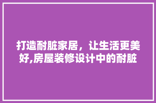 打造耐脏家居，让生活更美好,房屋装修设计中的耐脏之路