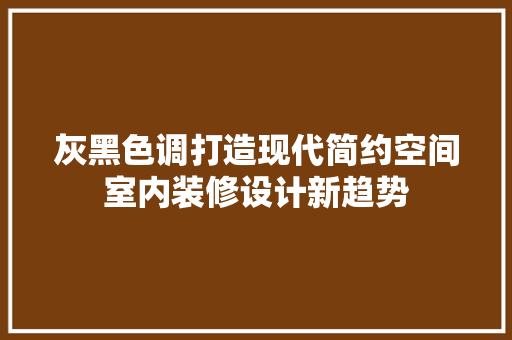 灰黑色调打造现代简约空间室内装修设计新趋势