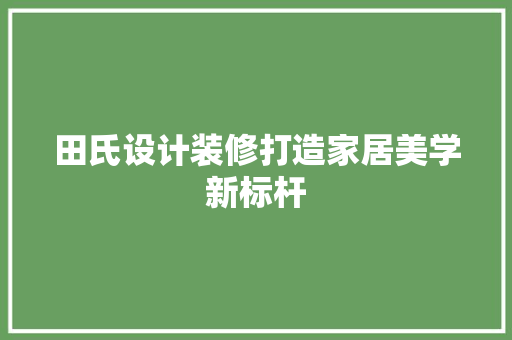 田氏设计装修打造家居美学新标杆
