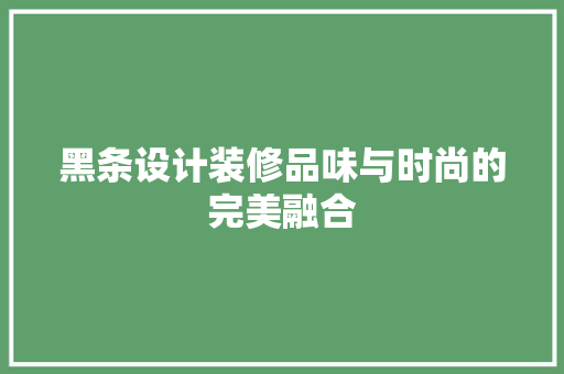 黑条设计装修品味与时尚的完美融合
