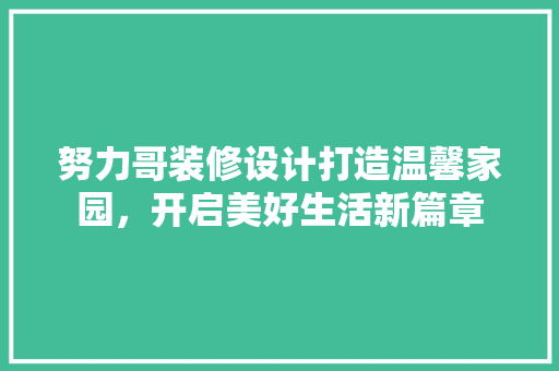 努力哥装修设计打造温馨家园，开启美好生活新篇章
