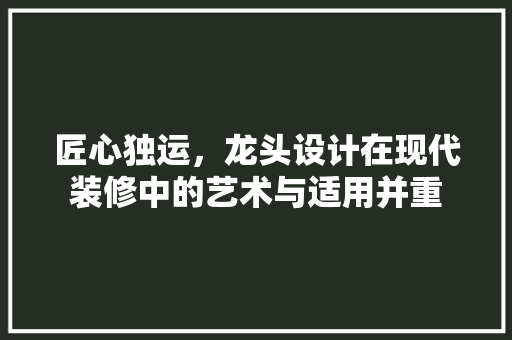 匠心独运，龙头设计在现代装修中的艺术与适用并重