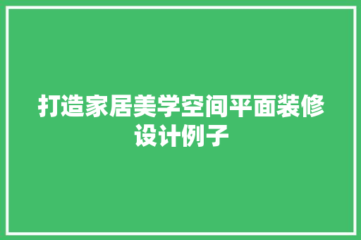打造家居美学空间平面装修设计例子
