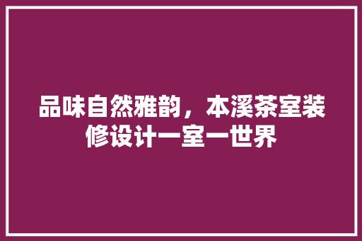 品味自然雅韵，本溪茶室装修设计一室一世界
