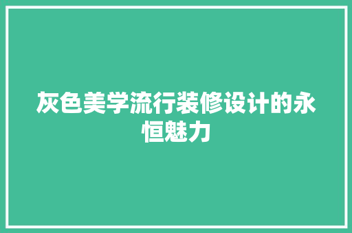 灰色美学流行装修设计的永恒魅力