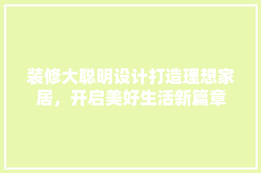 装修大聪明设计打造理想家居，开启美好生活新篇章