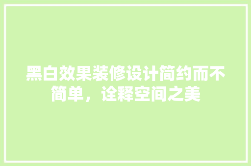 黑白效果装修设计简约而不简单，诠释空间之美