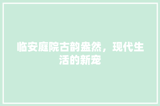临安庭院古韵盎然，现代生活的新宠
