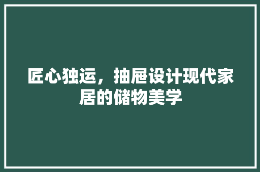 匠心独运，抽屉设计现代家居的储物美学