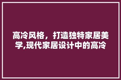 高冷风格，打造独特家居美学,现代家居设计中的高冷装修风格