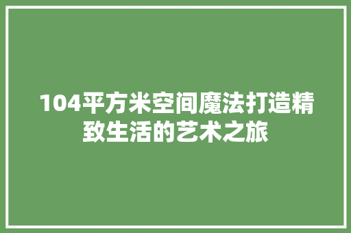 104平方米空间魔法打造精致生活的艺术之旅