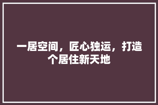 一居空间，匠心独运，打造个居住新天地