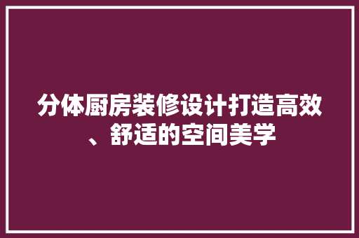分体厨房装修设计打造高效、舒适的空间美学
