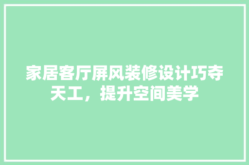 家居客厅屏风装修设计巧夺天工，提升空间美学