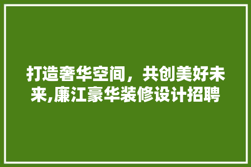 打造奢华空间，共创美好未来,廉江豪华装修设计招聘启事