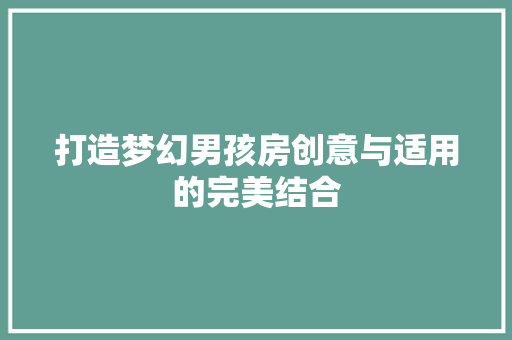 打造梦幻男孩房创意与适用的完美结合