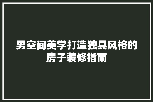 男空间美学打造独具风格的房子装修指南