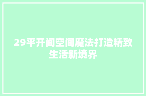 29平开间空间魔法打造精致生活新境界