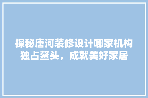 探秘唐河装修设计哪家机构独占鳌头，成就美好家居
