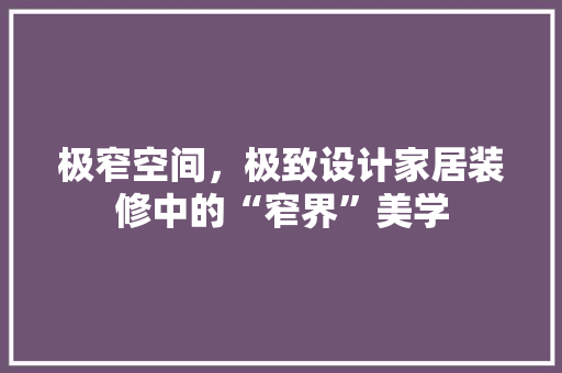 极窄空间，极致设计家居装修中的“窄界”美学