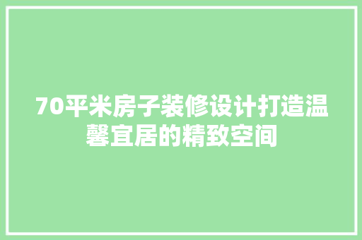 70平米房子装修设计打造温馨宜居的精致空间