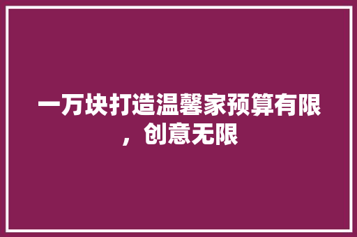 一万块打造温馨家预算有限，创意无限