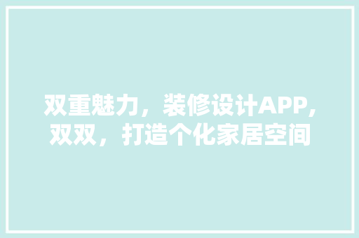 双重魅力，装修设计APP,双双，打造个化家居空间