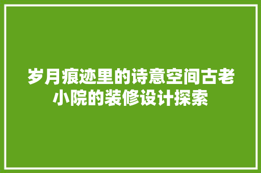 岁月痕迹里的诗意空间古老小院的装修设计探索 滑动门