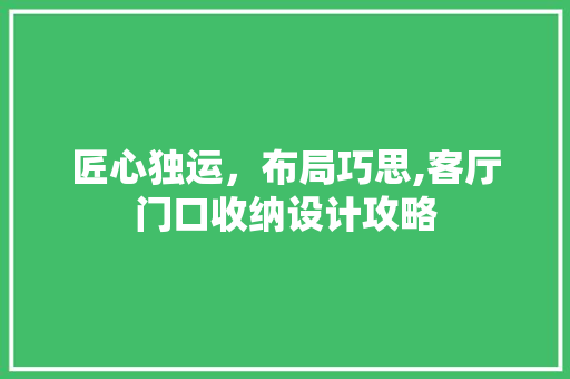 匠心独运，布局巧思,客厅门口收纳设计攻略