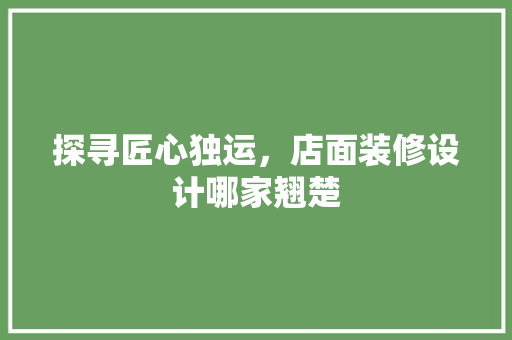 探寻匠心独运，店面装修设计哪家翘楚