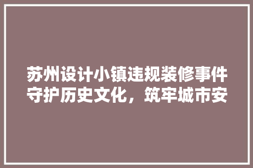 苏州设计小镇违规装修事件守护历史文化，筑牢城市安全防线 实木门