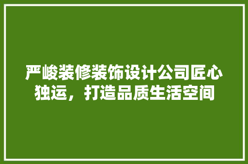 严峻装修装饰设计公司匠心独运，打造品质生活空间