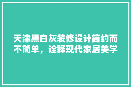 天津黑白灰装修设计简约而不简单，诠释现代家居美学
