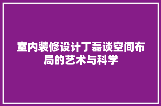 室内装修设计丁磊谈空间布局的艺术与科学