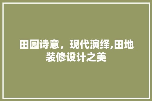 田园诗意，现代演绎,田地装修设计之美