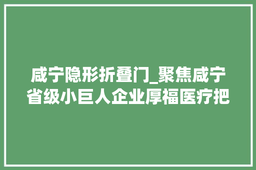 咸宁隐形折叠门_聚焦咸宁省级小巨人企业厚福医疗把关爱做到细微处