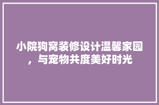 小院狗窝装修设计温馨家园，与宠物共度美好时光