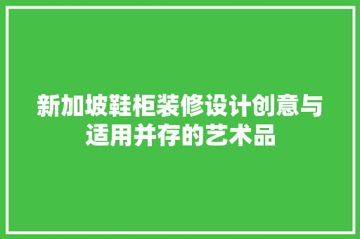 新加坡鞋柜装修设计创意与适用并存的艺术品