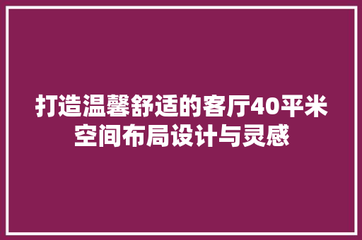 打造温馨舒适的客厅40平米空间布局设计与灵感