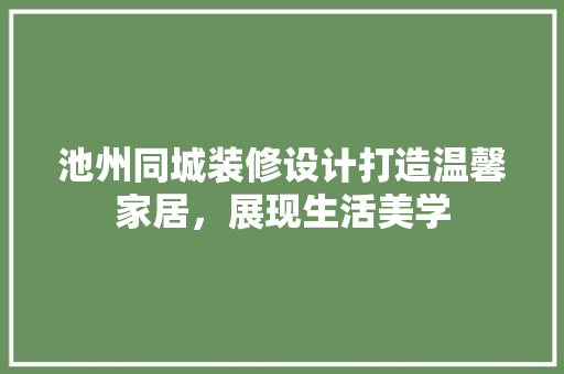 池州同城装修设计打造温馨家居，展现生活美学