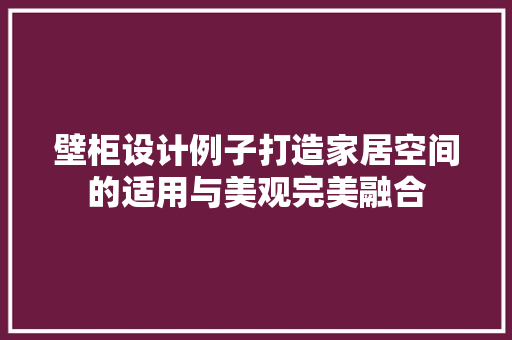 壁柜设计例子打造家居空间的适用与美观完美融合
