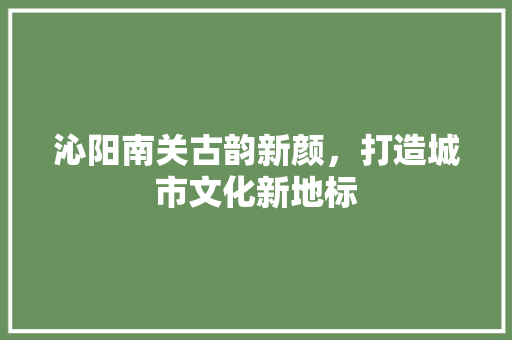 沁阳南关古韵新颜，打造城市文化新地标 塑钢门