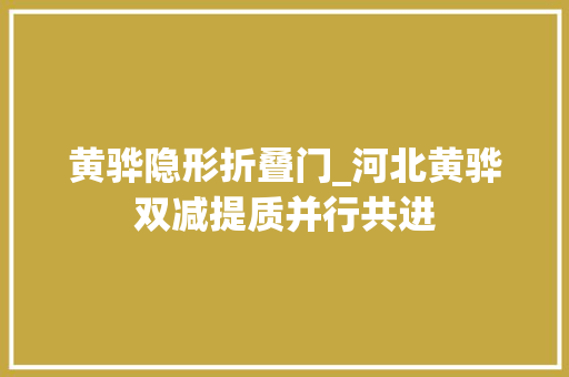 黄骅隐形折叠门_河北黄骅双减提质并行共进