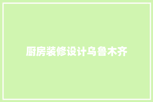 厨房装修设计乌鲁木齐