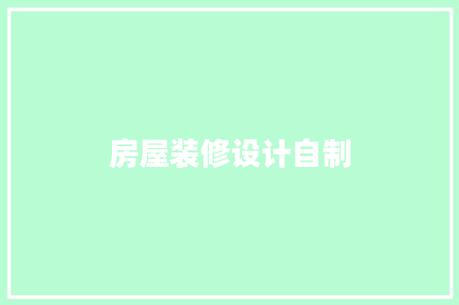 房屋装修设计自制