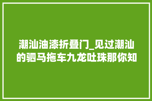 潮汕油漆折叠门_见过潮汕的驷马拖车九龙吐珠那你知道百鸟朝凤吗