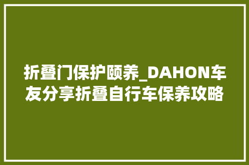 折叠门保护颐养_DAHON车友分享折叠自行车保养攻略爱车如爱宠时常要呵护